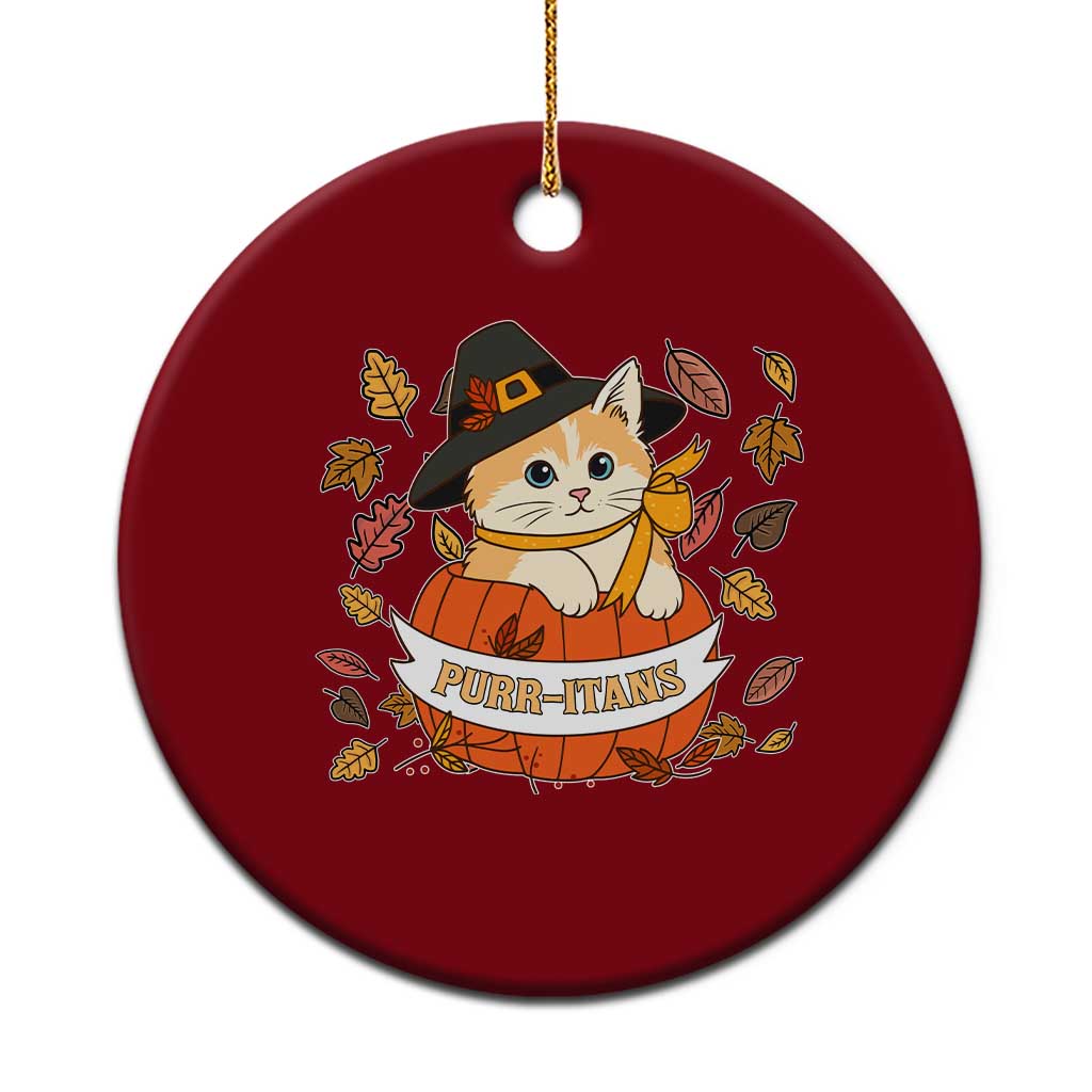 Funny Thanksgiving Cat Lover Ceramic Ornament Purritans Pilgrim Puritans Hat TS11 1pc Red Print Your Wear