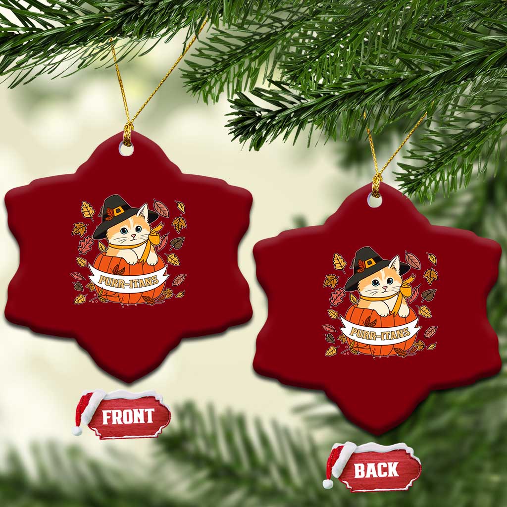 Funny Thanksgiving Cat Lover Ceramic Ornament Purritans Pilgrim Puritans Hat TS11 Print Your Wear