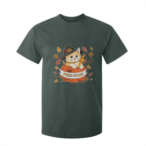 Funny Thanksgiving Cat Lover T Shirt For Kid Purritans Pilgrim Puritans Hat TS11 Dark Forest Green Print Your Wear