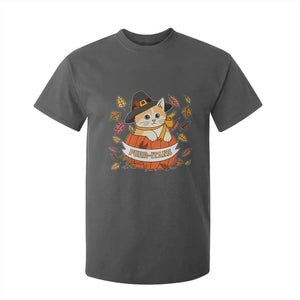 Funny Thanksgiving Cat Lover T Shirt For Kid Purritans Pilgrim Puritans Hat TS11 Dark Heather Print Your Wear