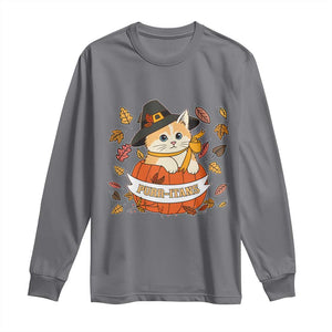 Funny Thanksgiving Cat Lover Long Sleeve Shirt Purritans Pilgrim Puritans Hat TS11 Charcoal Print Your Wear
