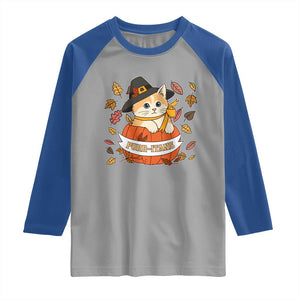 Funny Thanksgiving Cat Lover Raglan Shirt Purritans Pilgrim Puritans Hat TS11 Sport Gray Royal Print Your Wear