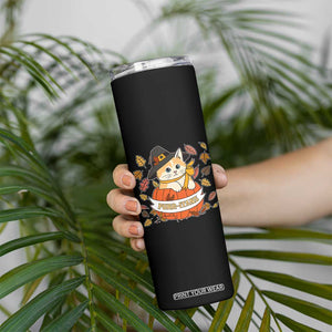 Funny Thanksgiving Cat Lover Skinny Tumbler Purritans Pilgrim Puritans Hat TS11 Print Your Wear