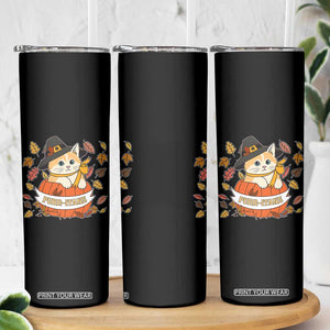 Funny Thanksgiving Cat Lover Skinny Tumbler Purritans Pilgrim Puritans Hat TS11 Print Your Wear