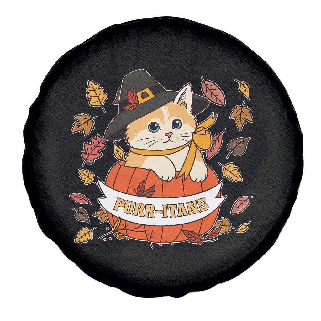 Funny Thanksgiving Cat Lover Spare Tire Cover Purritans Pilgrim Puritans Hat TS11 Print Your Wear