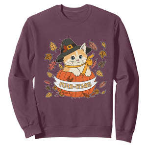 Funny Thanksgiving Cat Lover Sweatshirt Purritans Pilgrim Puritans Hat TS11 Maroon Print Your Wear