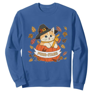Funny Thanksgiving Cat Lover Sweatshirt Purritans Pilgrim Puritans Hat TS11 Royal Blue Print Your Wear