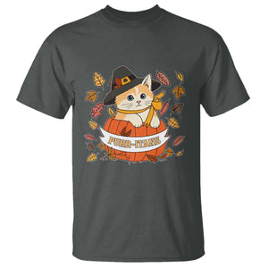 Funny Thanksgiving Cat Lover T Shirt Purritans Pilgrim Puritans Hat TS11 Dark Heather Print Your Wear