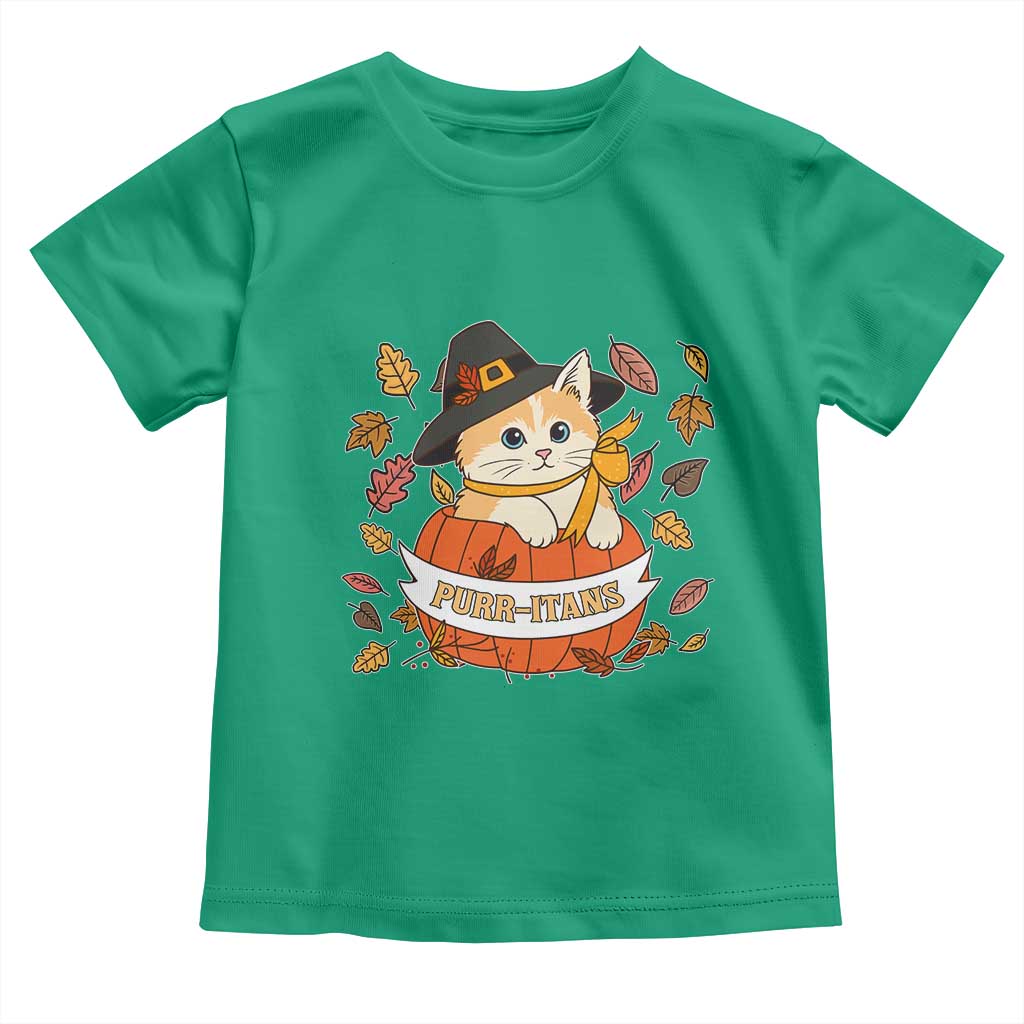 Funny Thanksgiving Cat Lover Toddler T Shirt Purritans Pilgrim Puritans Hat TS11 Irish Green Print Your Wear