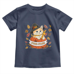 Funny Thanksgiving Cat Lover Toddler T Shirt Purritans Pilgrim Puritans Hat TS11 Navy Print Your Wear