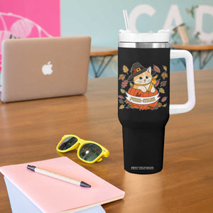 Funny Thanksgiving Cat Lover Tumbler With Handle Purritans Pilgrim Puritans Hat TS11 Print Your Wear