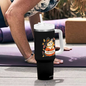 Funny Thanksgiving Cat Lover Tumbler With Handle Purritans Pilgrim Puritans Hat TS11 Print Your Wear