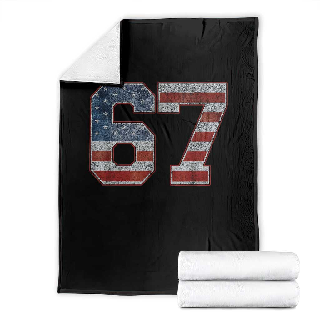 Funny Six Seven 67 Meme Vintage American Flag Throw Blanket TS11 Black Print Your Wear