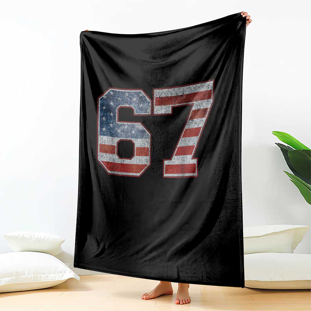 Funny Six Seven 67 Meme Vintage American Flag Throw Blanket TS11 Print Your Wear