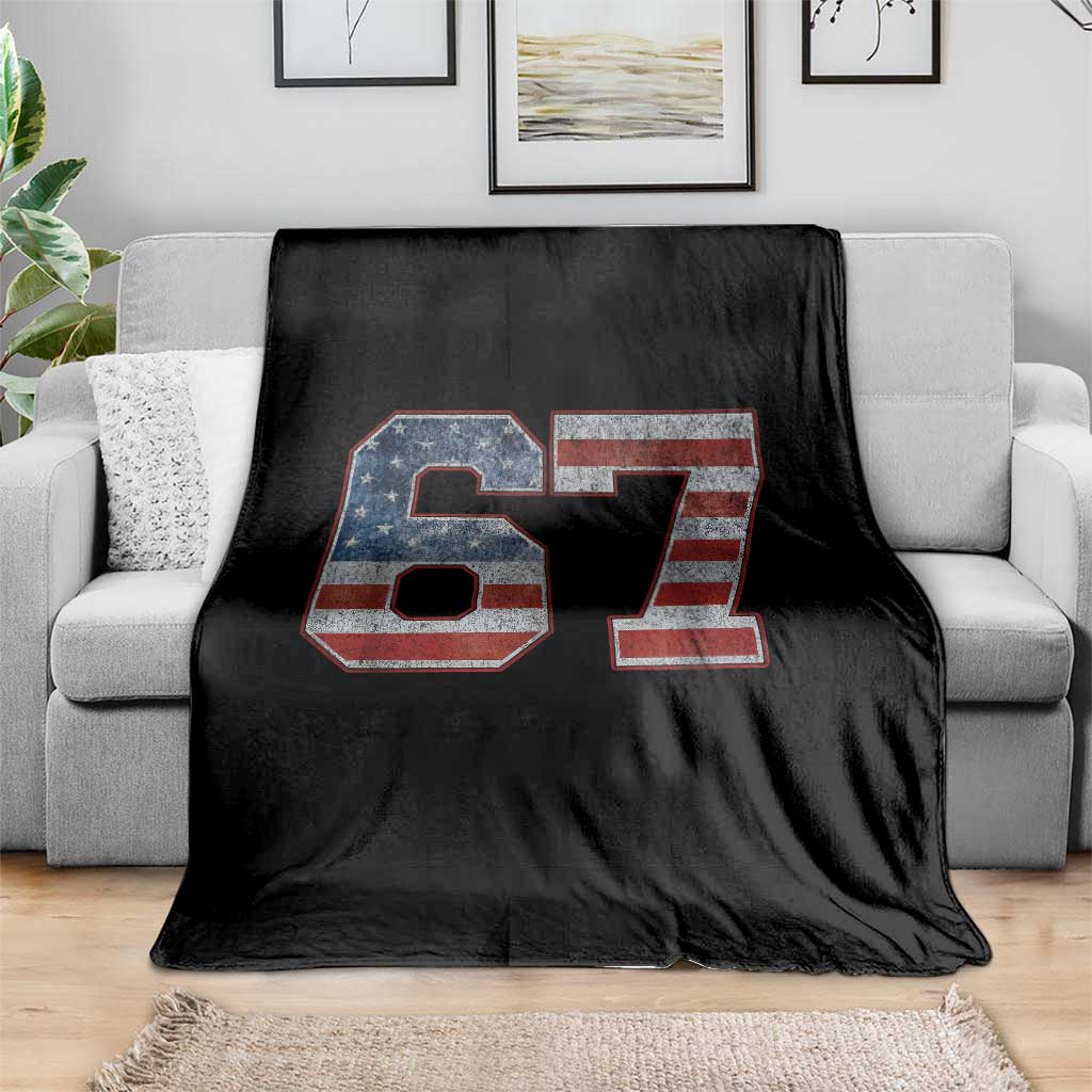 Funny Six Seven 67 Meme Vintage American Flag Throw Blanket TS11 Print Your Wear