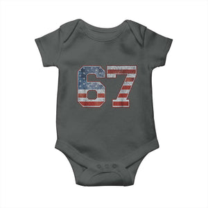 Funny Six Seven 67 Meme Vintage American Flag Baby Onesie TS11 Dark Heather Print Your Wear