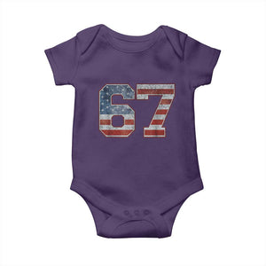 Funny Six Seven 67 Meme Vintage American Flag Baby Onesie TS11 Purple Print Your Wear