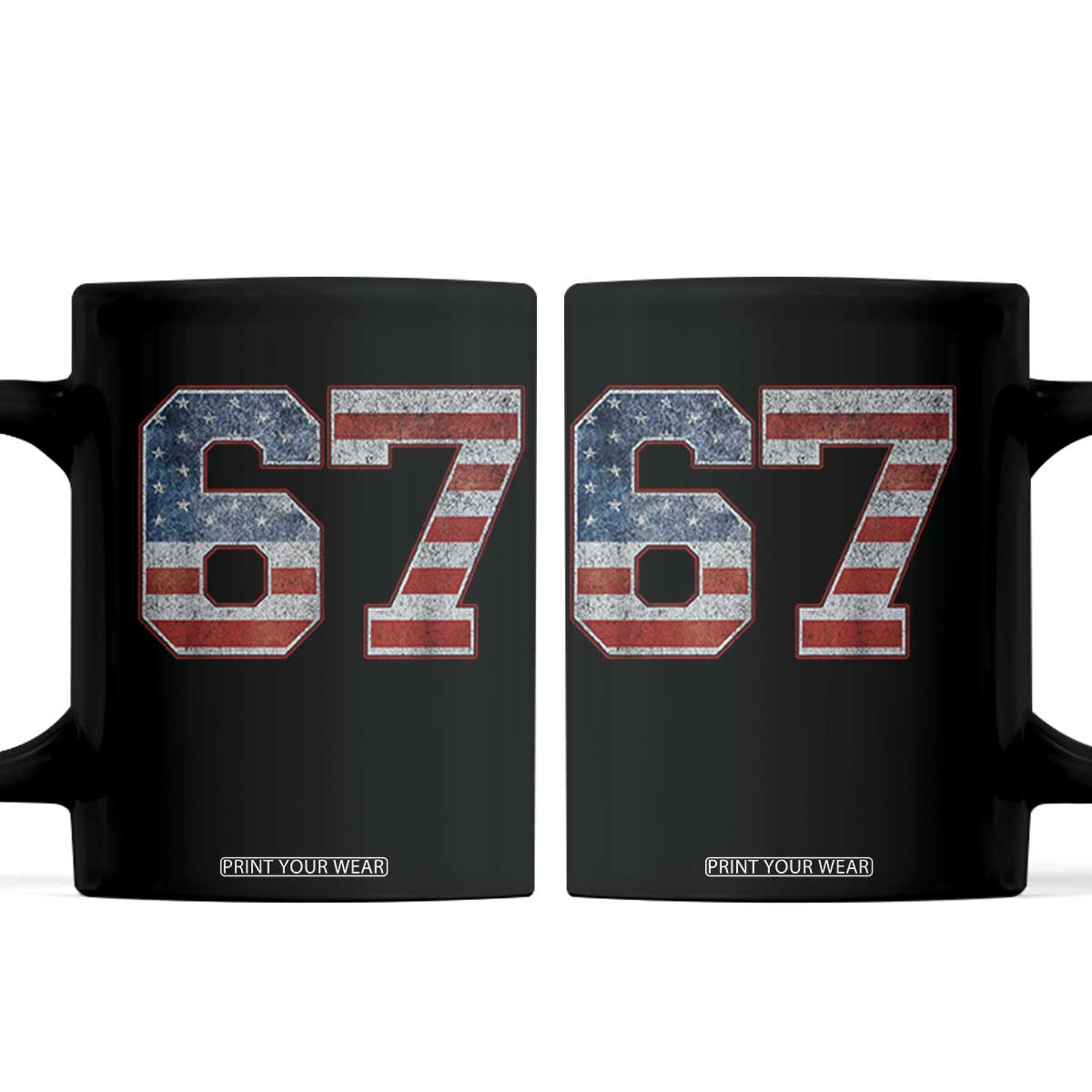 Funny Six Seven 67 Meme Vintage American Flag Coffee Mug TS11 Black Print Your Wear