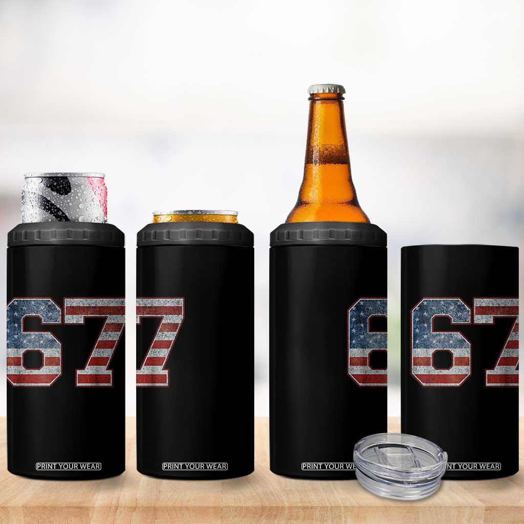Funny Six Seven 67 Meme Vintage American Flag 4 in 1 Can Cooler Tumbler TS11 Print Your Wear