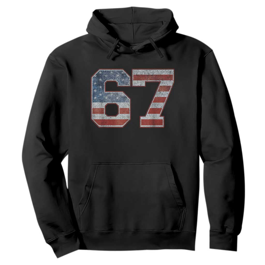 Funny Six Seven 67 Meme Vintage American Flag Hoodie TS11 Black Print Your Wear