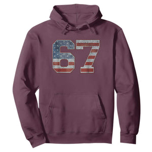 Funny Six Seven 67 Meme Vintage American Flag Hoodie TS11 Maroon Print Your Wear