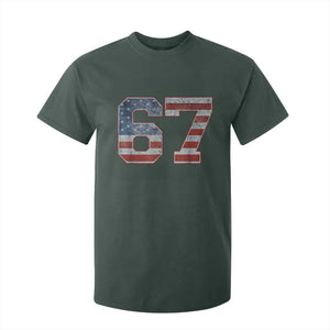 Funny Six Seven 67 Meme Vintage American Flag T Shirt For Kid TS11 Dark Forest Green Print Your Wear