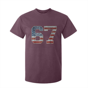 Funny Six Seven 67 Meme Vintage American Flag T Shirt For Kid TS11 Maroon Print Your Wear