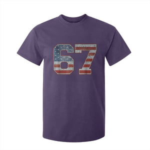 Funny Six Seven 67 Meme Vintage American Flag T Shirt For Kid TS11 Purple Print Your Wear