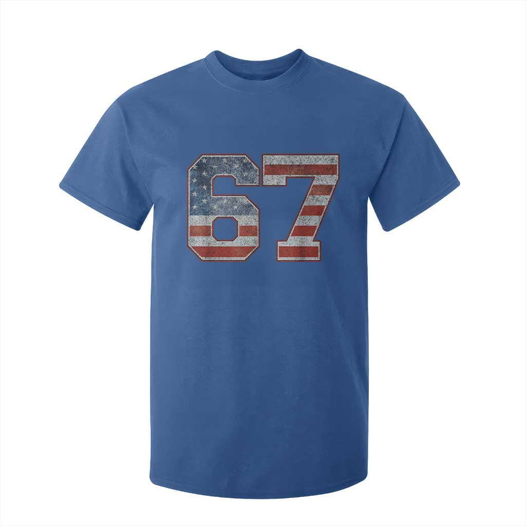 Funny Six Seven 67 Meme Vintage American Flag T Shirt For Kid TS11 Royal Blue Print Your Wear
