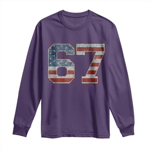 Funny Six Seven 67 Meme Vintage American Flag Long Sleeve Shirt TS11 Purple Print Your Wear