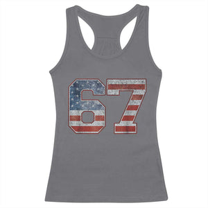 Funny Six Seven 67 Meme Vintage American Flag Racerback Tank Top TS11 Charcoal Print Your Wear