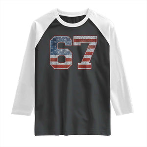 Funny Six Seven 67 Meme Vintage American Flag Raglan Shirt TS11 Black White Print Your Wear