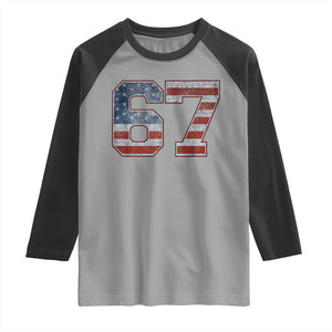 Funny Six Seven 67 Meme Vintage American Flag Raglan Shirt TS11 Sport Gray Black Print Your Wear