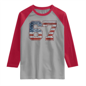 Funny Six Seven 67 Meme Vintage American Flag Raglan Shirt TS11 Sport Gray Red Print Your Wear