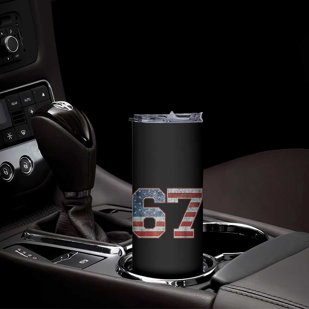 Funny Six Seven 67 Meme Vintage American Flag Skinny Tumbler TS11 Print Your Wear