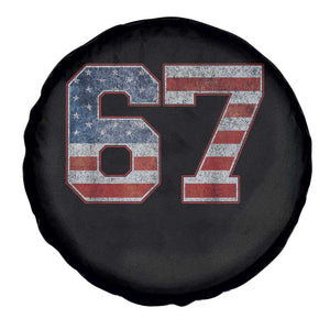 Funny Six Seven 67 Meme Vintage American Flag Spare Tire Cover TS11 Print Your Wear
