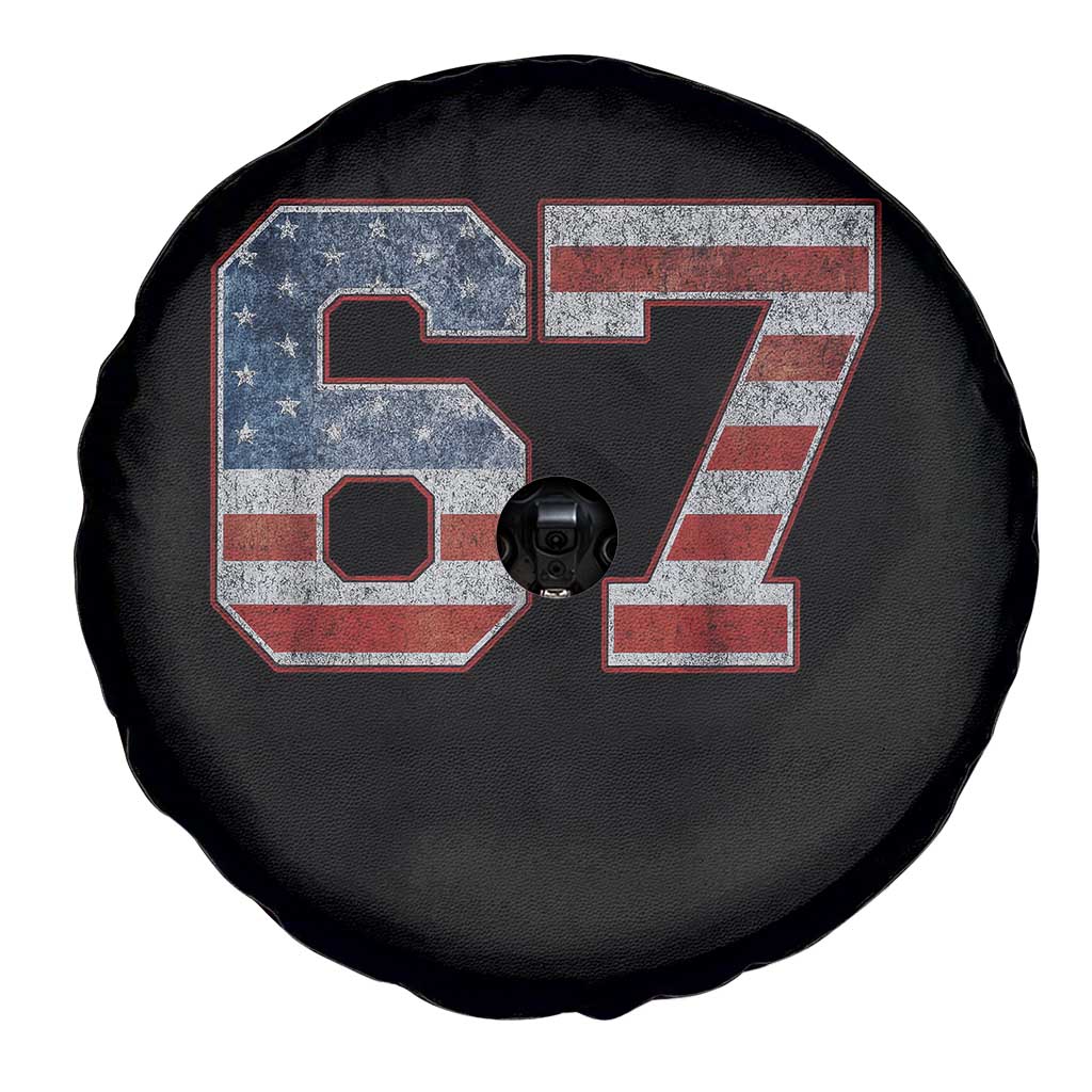 Funny Six Seven 67 Meme Vintage American Flag Spare Tire Cover TS11 Print Your Wear