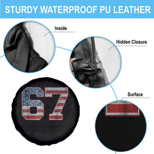 Funny Six Seven 67 Meme Vintage American Flag Spare Tire Cover TS11 Print Your Wear