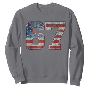 Funny Six Seven 67 Meme Vintage American Flag Sweatshirt TS11 Charcoal Print Your Wear