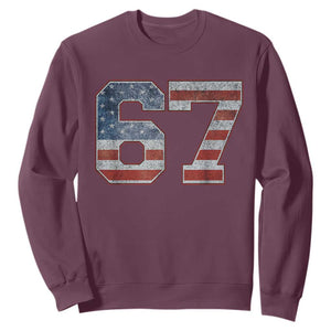 Funny Six Seven 67 Meme Vintage American Flag Sweatshirt TS11 Maroon Print Your Wear