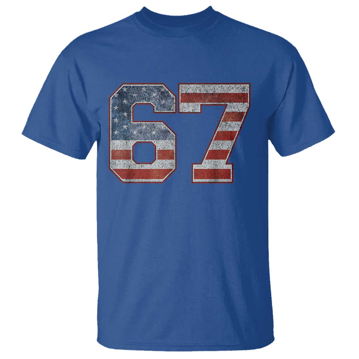 Funny Six Seven 67 Meme Vintage American Flag T Shirt TS11 Royal Blue Print Your Wear