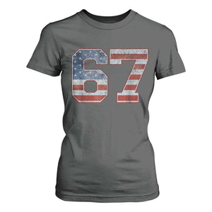 Funny Six Seven 67 Meme Vintage American Flag T Shirt For Women TS11 Dark Heather Print Your Wear