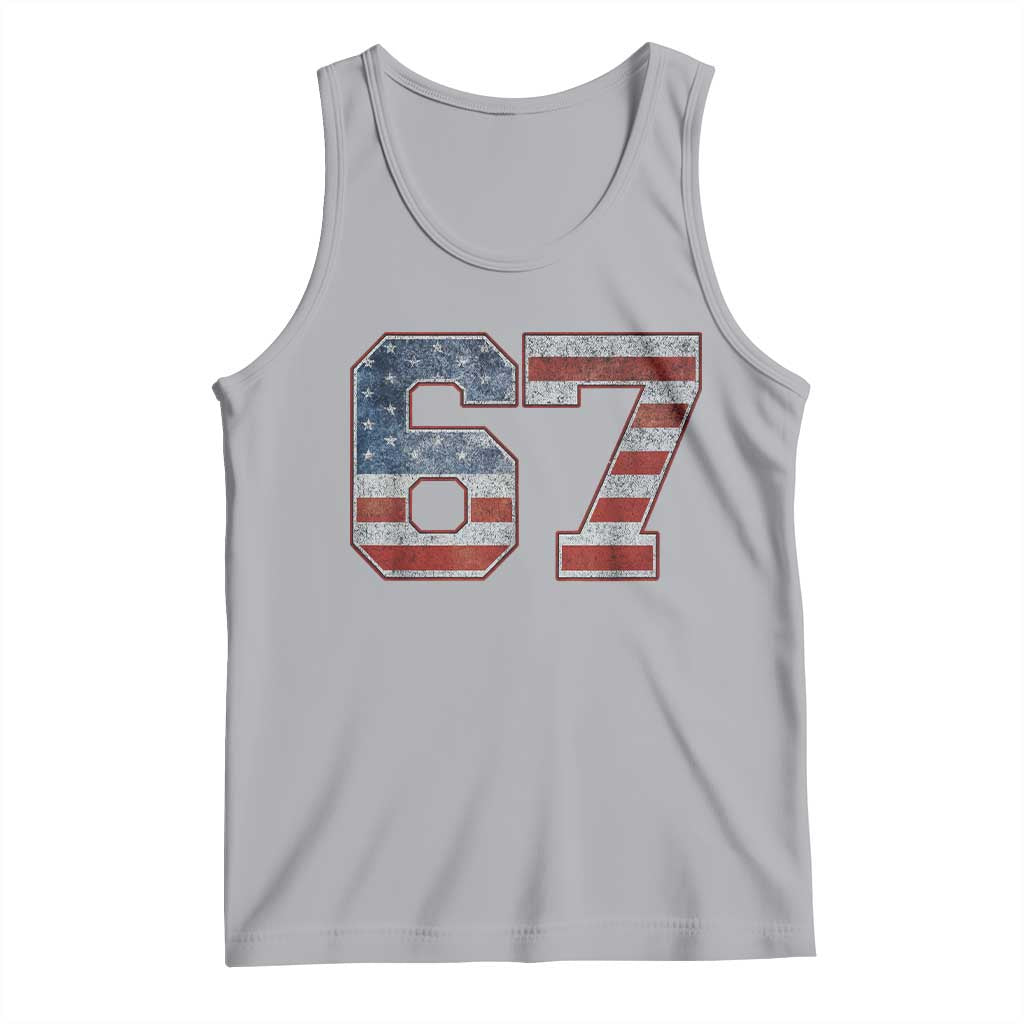 Funny Six Seven 67 Meme Vintage American Flag Tank Top TS11 Athletic Heather Print Your Wear