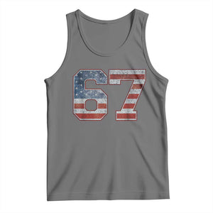 Funny Six Seven 67 Meme Vintage American Flag Tank Top TS11 Black Heather Print Your Wear