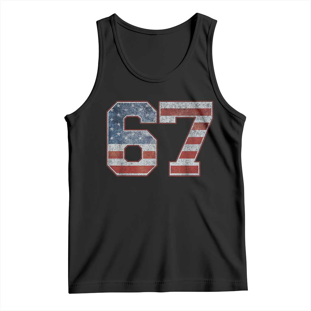 Funny Six Seven 67 Meme Vintage American Flag Tank Top TS11 Black Print Your Wear