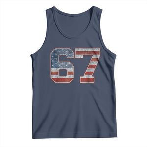 Funny Six Seven 67 Meme Vintage American Flag Tank Top TS11 Navy Print Your Wear
