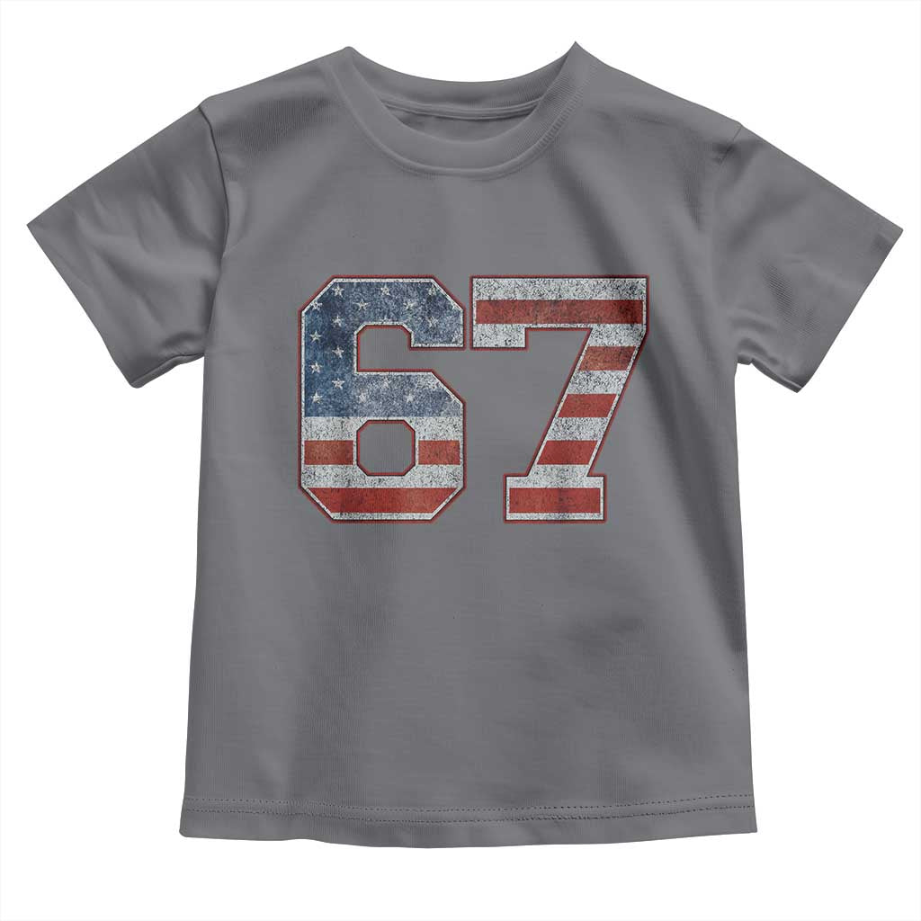Funny Six Seven 67 Meme Vintage American Flag Toddler T Shirt TS11 Charcoal Print Your Wear