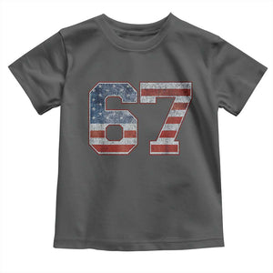 Funny Six Seven 67 Meme Vintage American Flag Toddler T Shirt TS11 Dark Heather Print Your Wear