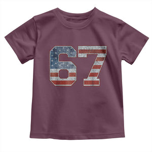 Funny Six Seven 67 Meme Vintage American Flag Toddler T Shirt TS11 Maroon Print Your Wear