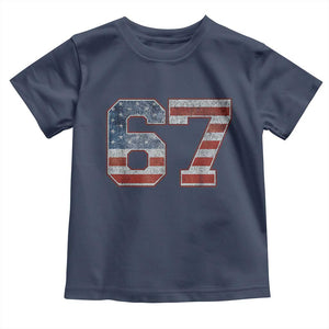 Funny Six Seven 67 Meme Vintage American Flag Toddler T Shirt TS11 Navy Print Your Wear